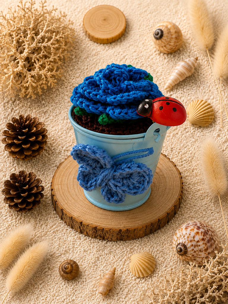 Fleur bleue au crochet 🌹