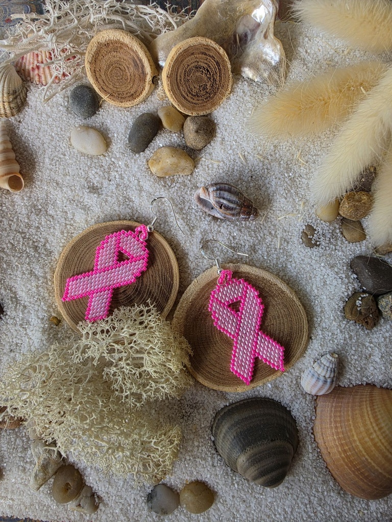 Boucles d'oreilles Octobre rose🎀1